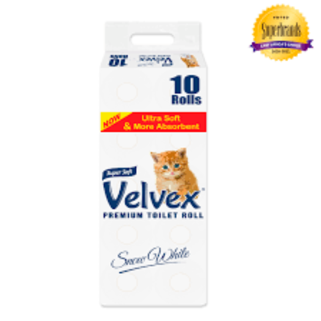 VELVEX TOILET TISSUE WHITE 10s WRAPPED 